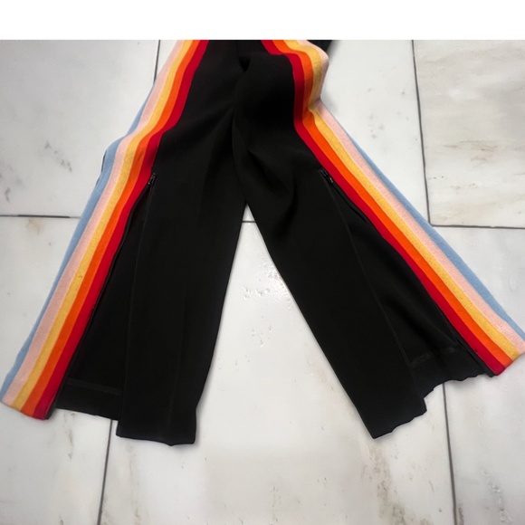 REVOLVE WOMEN’S LESLIE STRIPE RAINBOW TRACK PANTS, SIZE EU 38/ US 6, BLACK - Picture 13 of 14